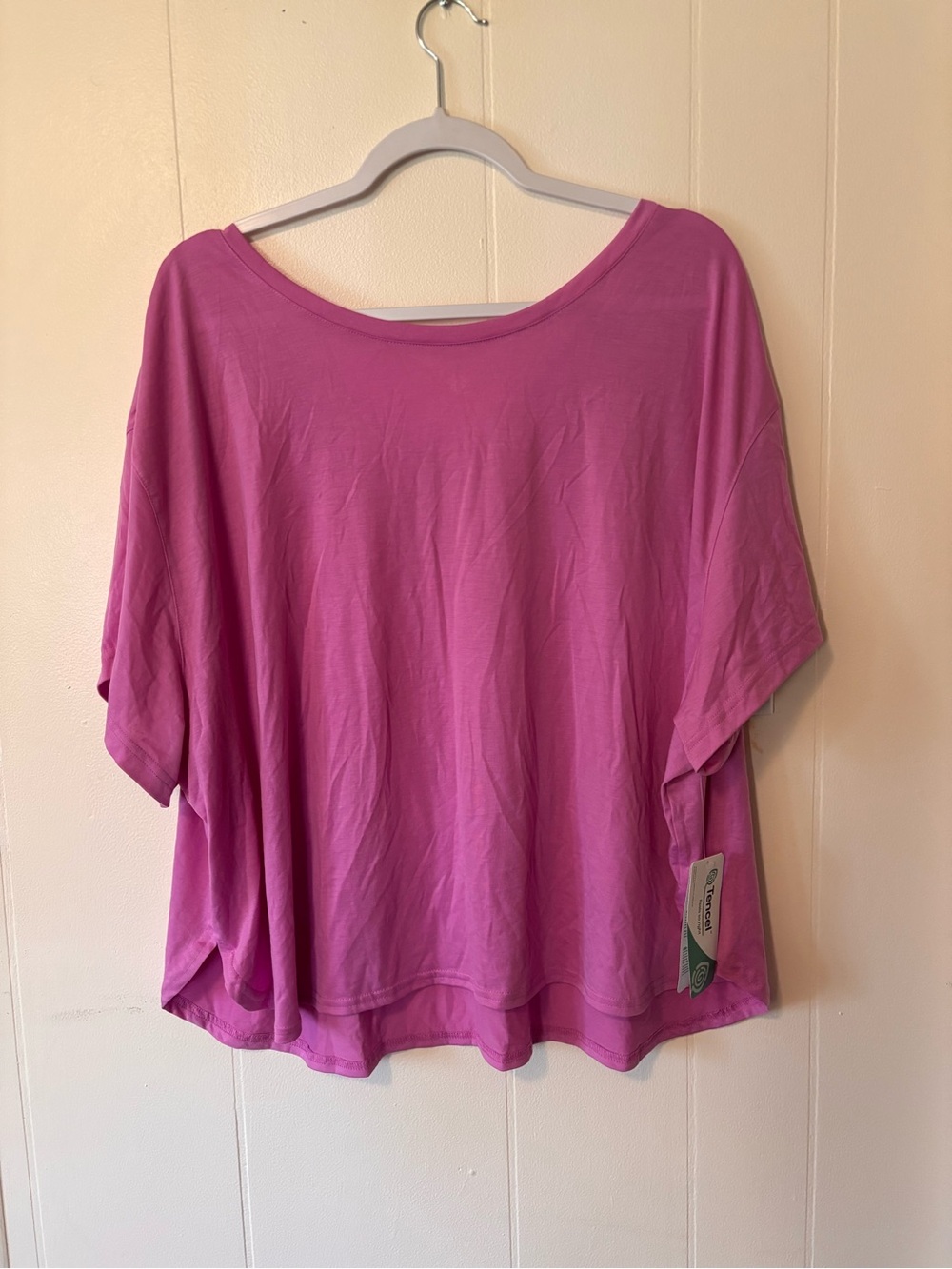 Tek Gear Pink Oversized Workout Top 2X Criss Cross Back Athleisure Tee NWT